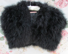 John Lewis BLACK MARABOU FEATHER Fur Occasion Shrug Jacket L 12/14  £95