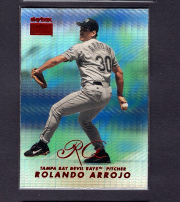 1999 SKYBOX PREMIUM STAR RUBIES BLANK BACK PROOF #5 ROLANDO ARROJO RAYS SSP