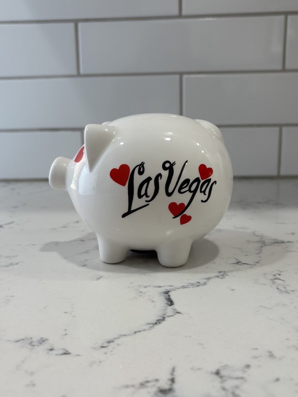 Old Vintage Porcelain  " I Love  LAS VEGAS " Piggy Bank - Souvenir