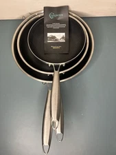 LOLYKITCH 8-10-12 Inch Hybrid Tri-Ply Stainless Steel Non-Stick Frying Pan Se...