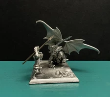 Meier Rawcliffe Pewter Winged Demon Dragon Knight Battle Figurine OOP LOTR GOT