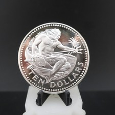 1975 Barbados $10 FM Proof Silver Coin KM # 17a 1.1271Oz. ASW 29k Minted LVB2.28