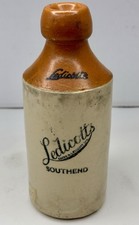 Antique 1900&rsquo;s Ledicott's Southend Stoneware Ginger Beer Bottle - Essex England