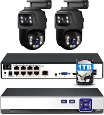 8 CH POE Cameras System for Home Security Outdoor Cameras Dual-Screen 1TB HDD