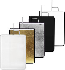 30"X35" Light Reflector Flag with Frame, 5-In-1 Cover Cloth and Diffuser Gold 