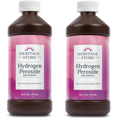 Hydrogen Peroxide Mouthwash Refreshing Eucalyptus Mint 16 fl.oz Each (Pack of 2)