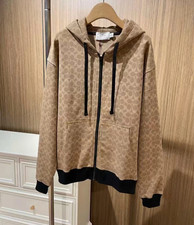 NWT COACH Men's Women’s khaki signature Hoodies Hat Coat cardigan 100% Cotton