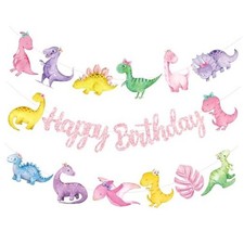 Dinosaur Birthday Party Banners Dinosaur Birthday Party Decorations for Pink