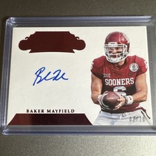🔥2018 Flawless Collegiate Baker Mayfield Ruby Rookie Gem Auto 3/20! Sooners🔥