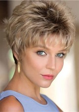 Brand new style Fashion Beautiful Women's Layered Short Blond Mix Brown Wig 8 In