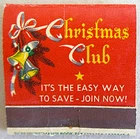 CHRISTMAS CLUB~FEATURE MATCHBOOK~FULL 21 FRONT STRIKE~ROCKAWAY SAVINGS & LOAN
