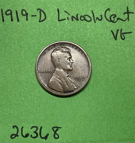 1919 D Lincoln Wheat Cent / Penny 1c Vg Very Good