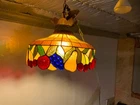 Vintage Pendant Light Chandelier Fruit Motif Stained Glass Tiffany Style  18”