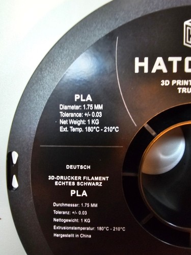 06-Opened HATCHBOX PLA 1.75 mm 3D Print Filament True Black 2lb 12.1oz Spool - Picture 2 of 8