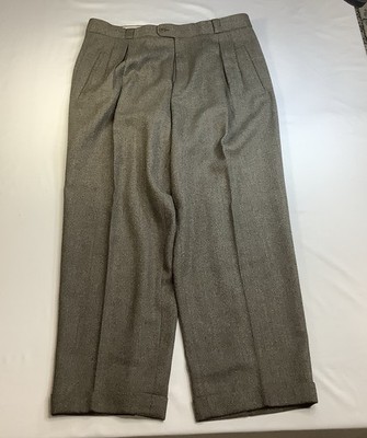 Zanella for Nordstrom Dress Pants Mens 36x28 Brown Pleated Cuffed Made In Italy