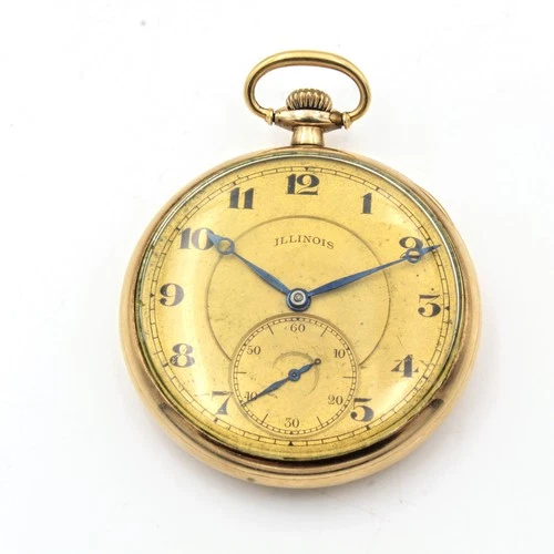 Antique 1917 Illinois 21j A. Lincoln Grade Open face Men's Pocket Watch WB4213-2