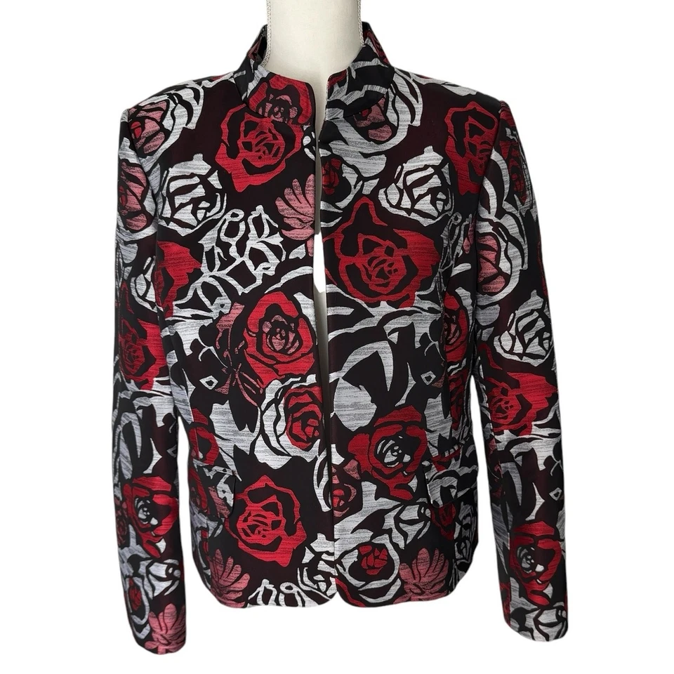 ELLEN TRACY Blazer куртка женщин 14 Роза цветочный коктейль официальный Maximalist - Изображение 2 из 4