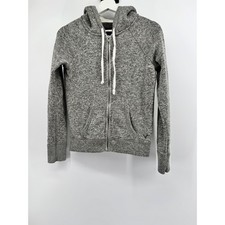 American Eagle Outfitters Grey Marl Sherpa Lined Hood Zip Up Sweater Hoodie S