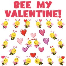 Valentine's Day Bee Bulletin Board Cutouts - 84Pcs Bee My Valentine Heart Acc...