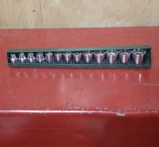 SK Tools 3/8" Dr 13pc Metric Socket Set 12pt 7mm - 19mm Metal Tray Vintage USA