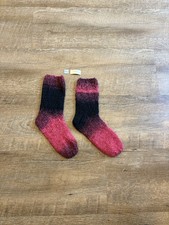 Stricksocken, Gr. 38/39, Schwarz/Rot, Handgestrickt
