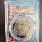 1902 Barber Half Dollar 50C Silver PCGS Genuine Damage F Detail