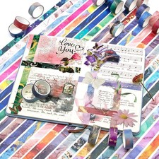 48 Rolls Washi Tape Set - Decorative Masking Tape Colored Marbling Patterns, ...