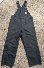 Carhartt R02 BLK Insulated Bib Overalls 38x30 Quilted Lining Actual Inseam 29