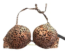Victoria's Secret Nwt Leopard Push Up Bombshell +2 Cups Swim Bikini Top
