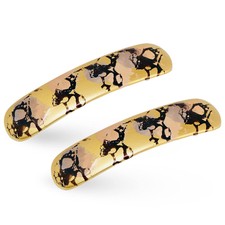 Parcelona French Golden Yellow Peach Hand Painted Cellulose Large Hair Barrettes