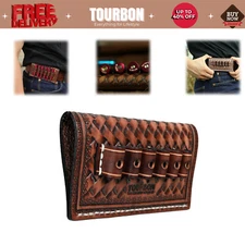 Tourbon Leather Revolver Ammo Holster Belt Slide for Caliber .38/357 Bullet Case