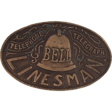 Lineman Linesman Telephone Line Telegraph Electrical Worker 70s Vtg Belt Buckle