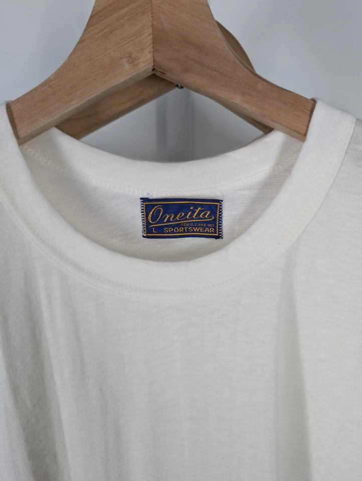 Oneita Knitting Co Camiseta Blanca De Colección NOS 40s 50s Lote De 2 Rockabilly EE. UU. En Blanco Foto 2 de 4
