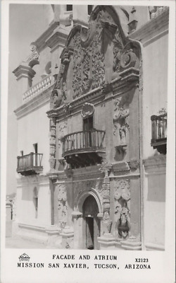 RPPC Tucson AZ Mission San Xavier Facade Atrium Frashers Foto photo postcard EP5