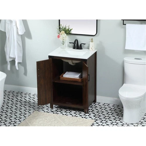 Elegant Decor Grant 24" Aluminum MDF Single Bathroom Vanity in Expresso - Picture 8 of 8