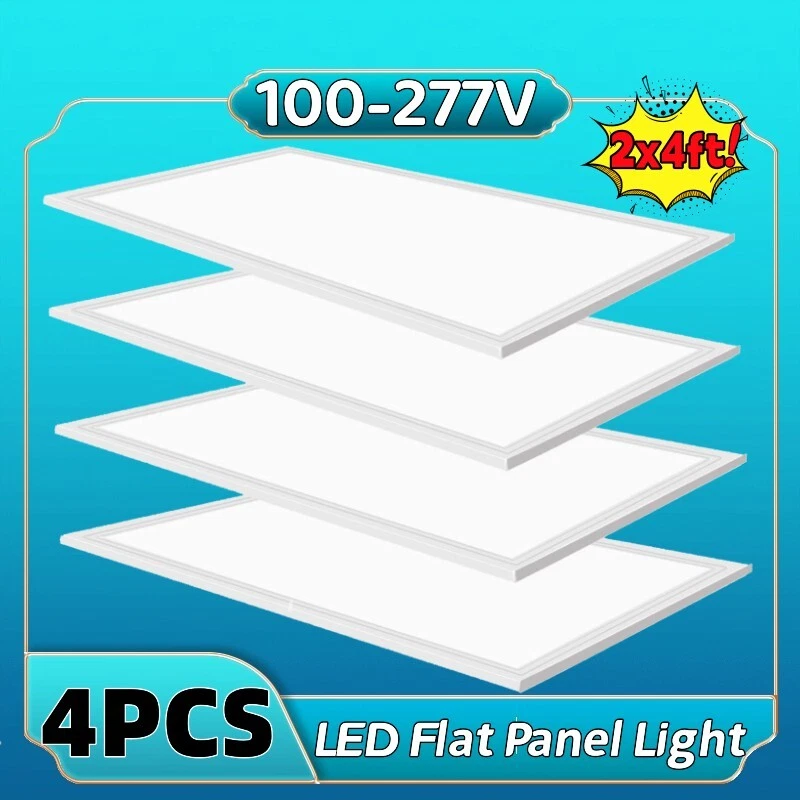 4 Pack 75 Watt Flat Panel LED Ceiling Lights, 2X4 LED Edge Lite Flat Panel Light