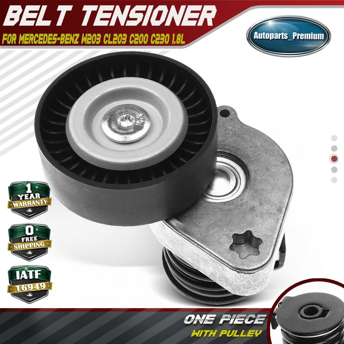 Mercedes-Benz W203 CL203 C200 C230 1.8L Belt Tensioner Pulley 2712000270-image