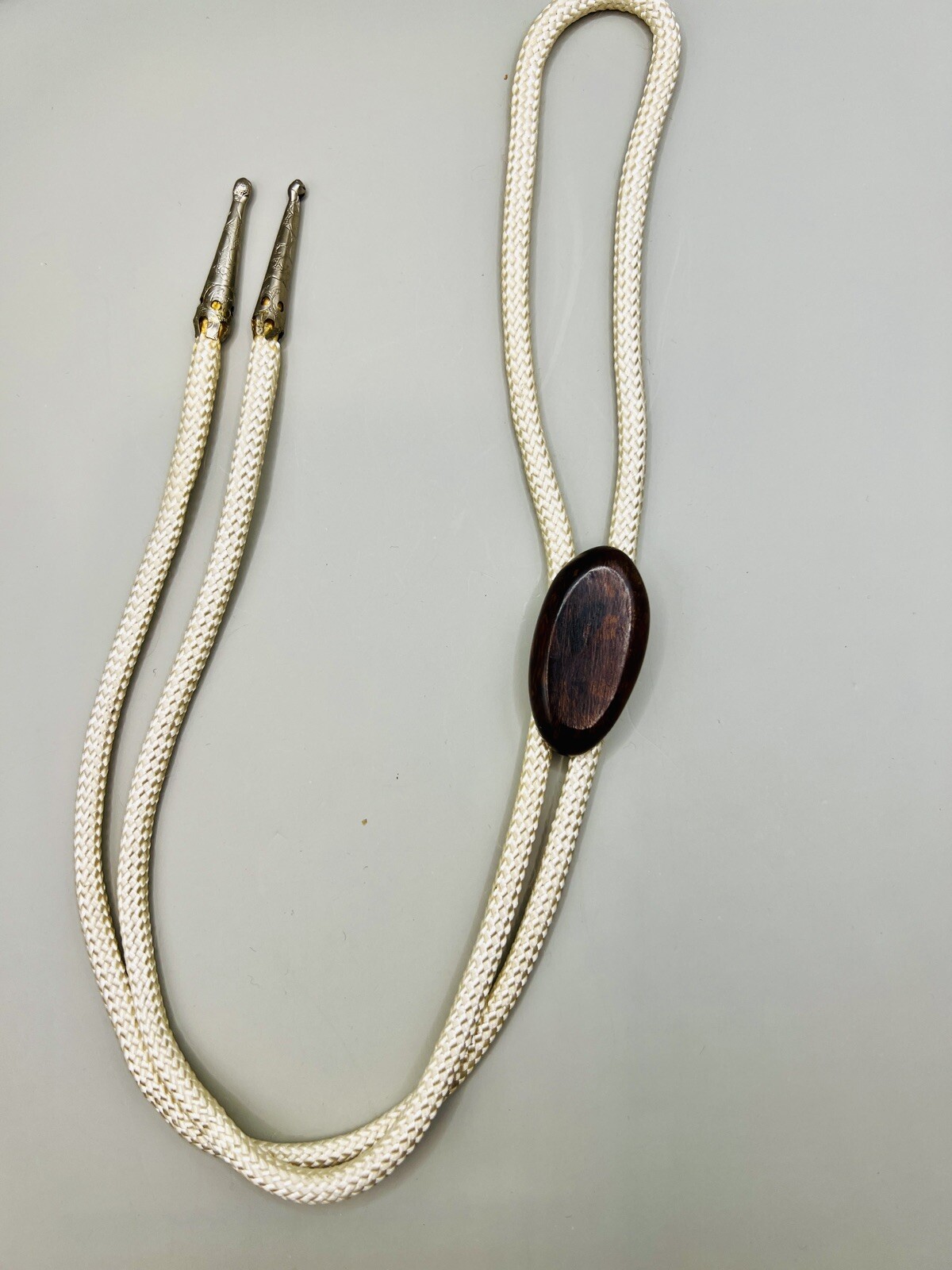 Vintage Wooden Oval Bolo Tie Shoestring  Western … - image 1