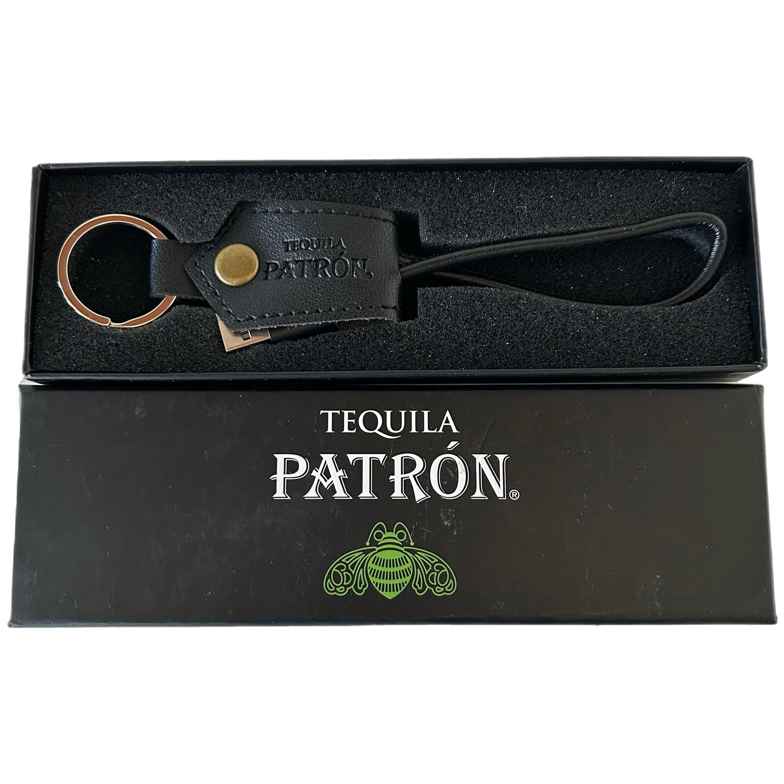 Tequila Patron Leather Keychain iPhone Charger USB Port  Wit