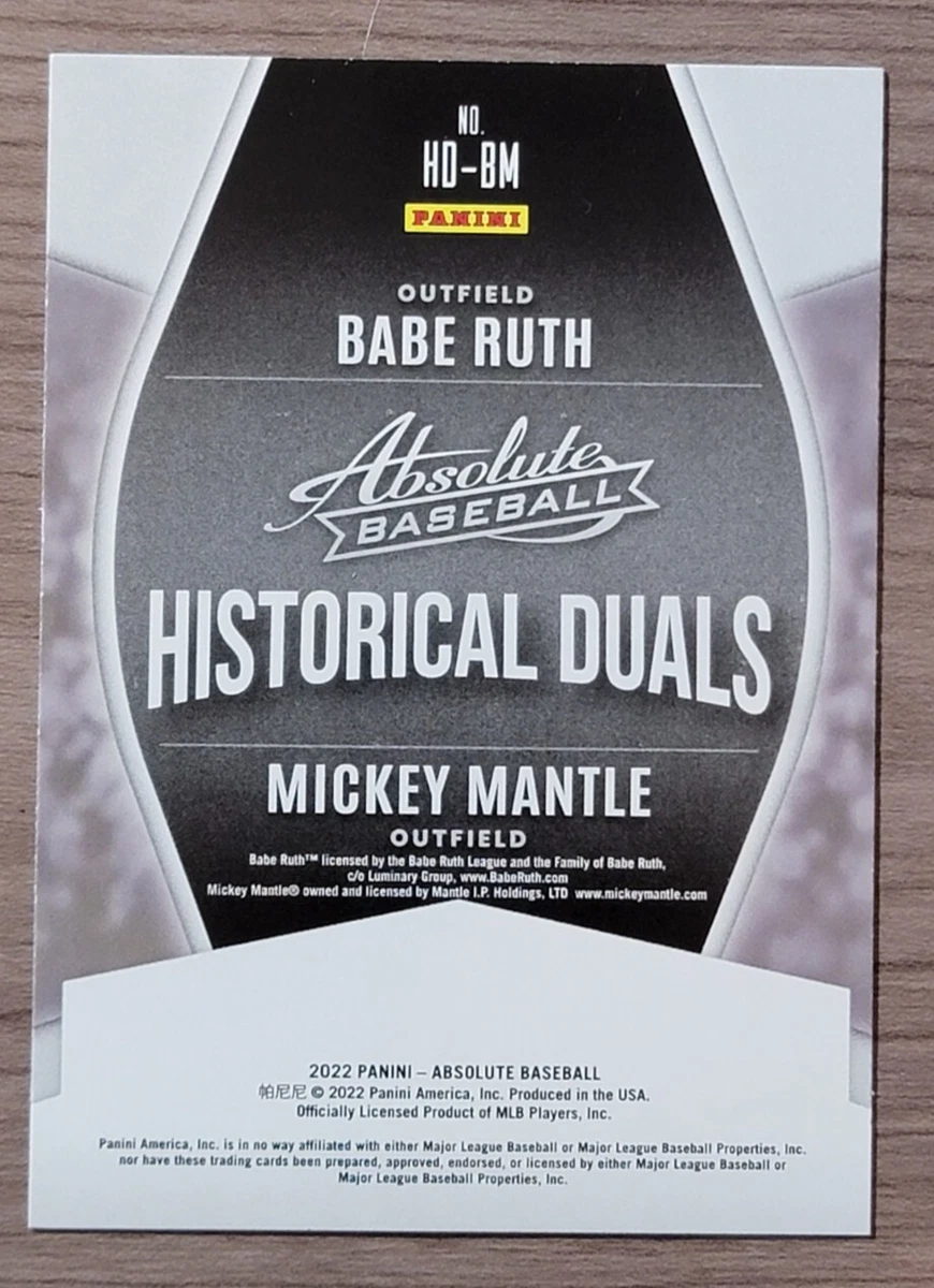 2022 Panini Absolute Babe Ruth / Mickey Mantle Historical Duals Insert #HD-BM!!