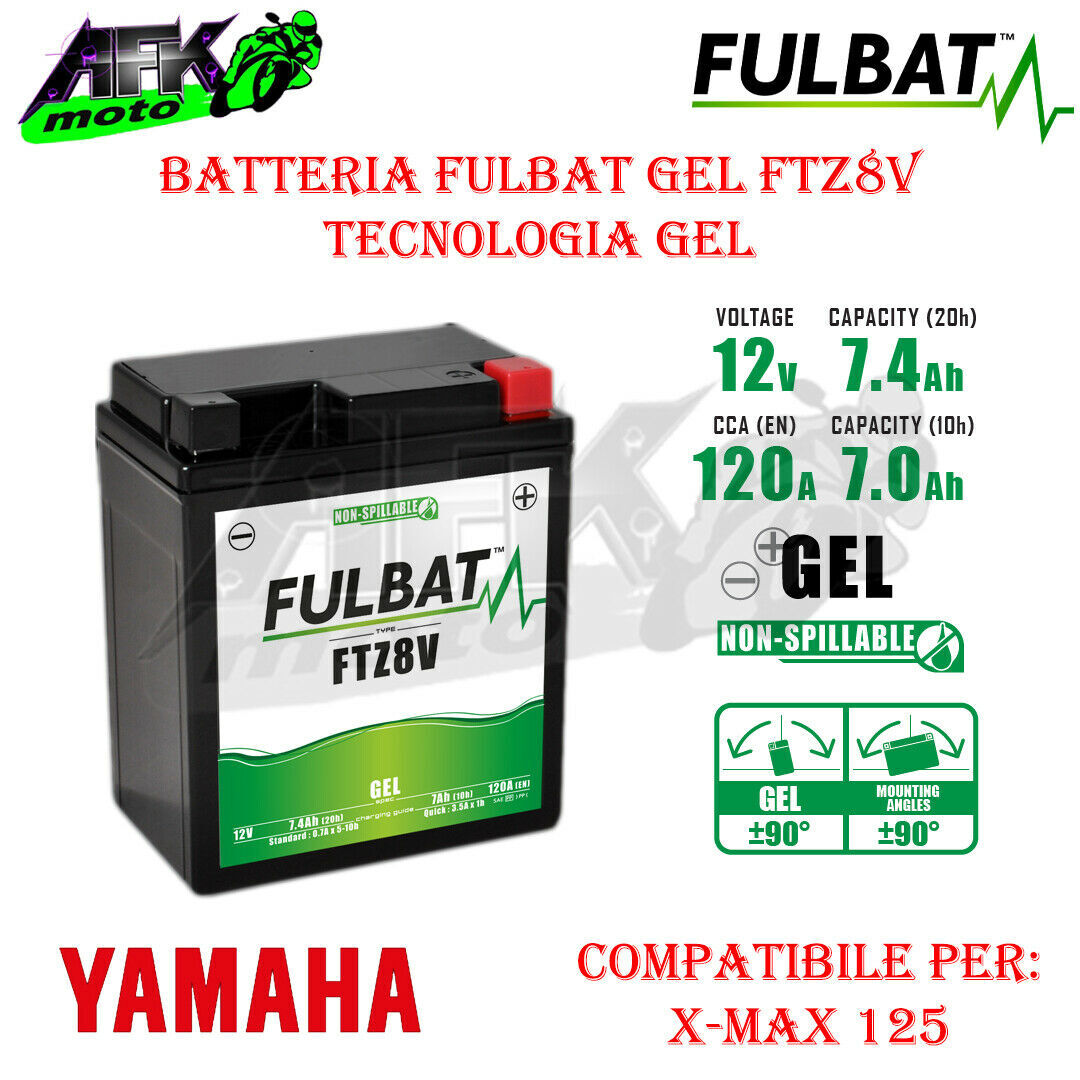 Batteria Fulbat GEL FTZ8V/YTZ8V Yamaha Tech Iron X-Max XMax 125 2018-2019-2020