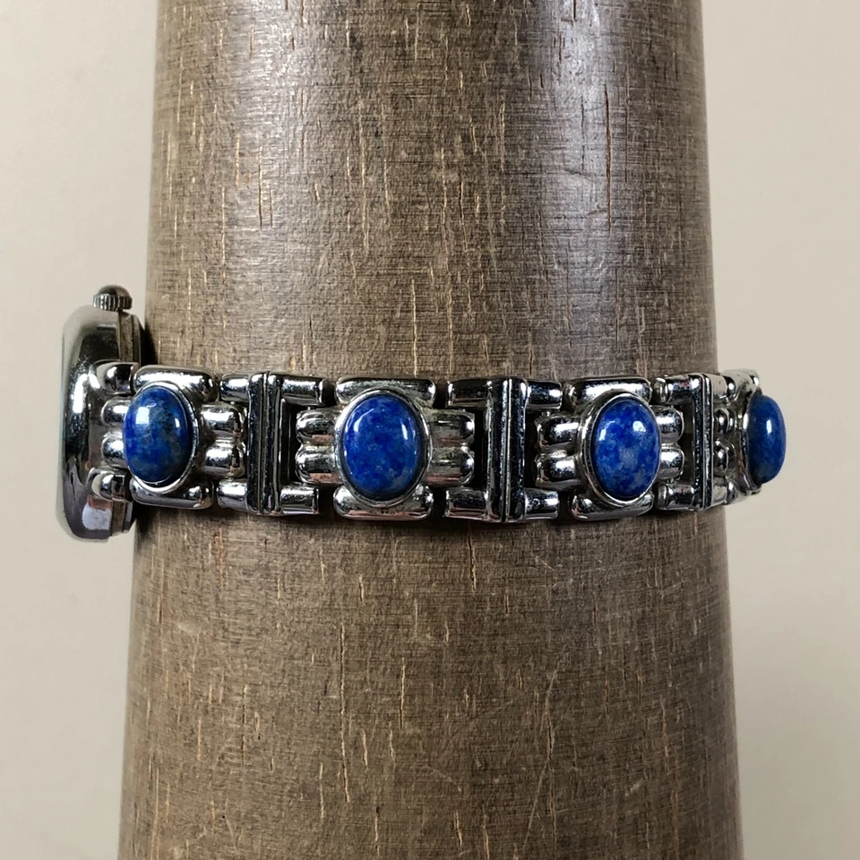 Женские кварцевые аналоговые часы Aria Dress Blue Stone Lapis Lazuli серебристые 22 мм 7 дюймов - Изображение 4 из 4