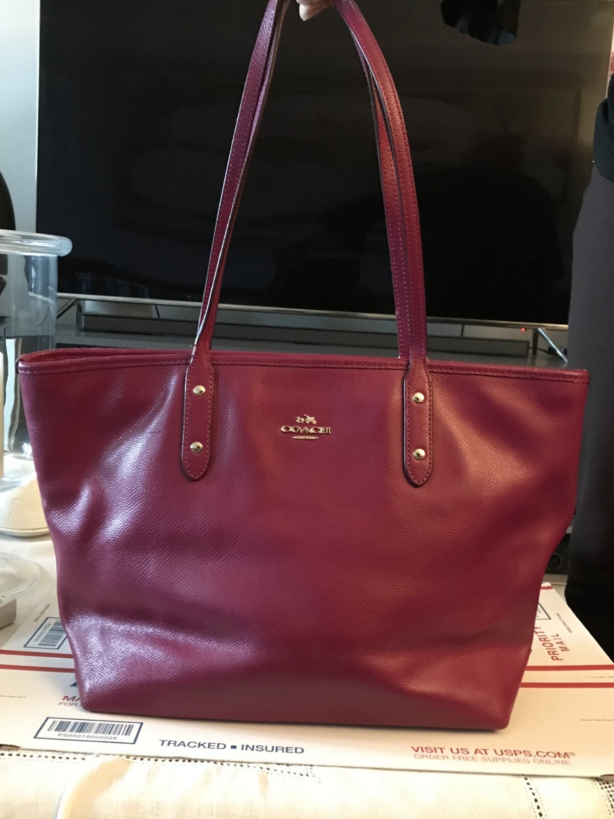 Coach City Zip Crossgrain Leather Zip Tote Gem