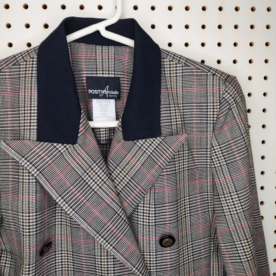 Blazer corto de colección para mujer 4P Dbl-pecho botón punta cuello brujo capricho años 80 Foto 4 de 4