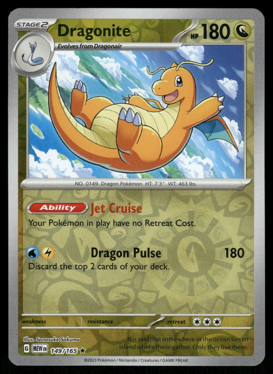 Dragonite Reverse Holo NM 149/165 Scarlet & Violet 151 Pokemon