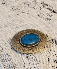 Turquois look western style belt Boho buckle 2"