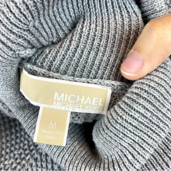 Michael Kors Solid Gray Ribbed Knit Turtleneck Lo… - image 2