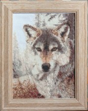 Wolf completed cross stitch picture