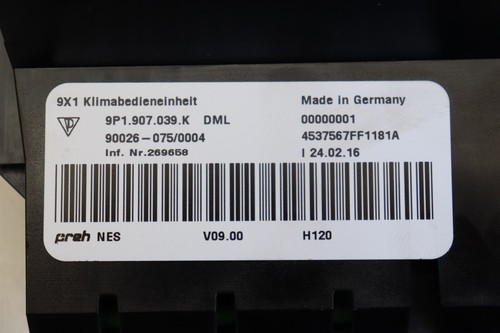 Porsche Carrera S 911 991 2016 Climate Control Switch Unit 9P1907039K J234 - Picture 5 of 5
