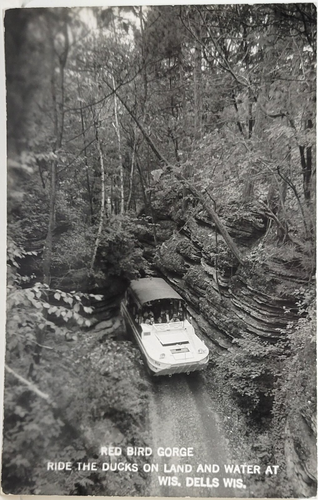 RPPC Red Bird Gorge Ride the Ducks Wisconsin Dells Prawdziwa pocztówka ze zdjęciem D46 - Zdjęcie 1 z 3
